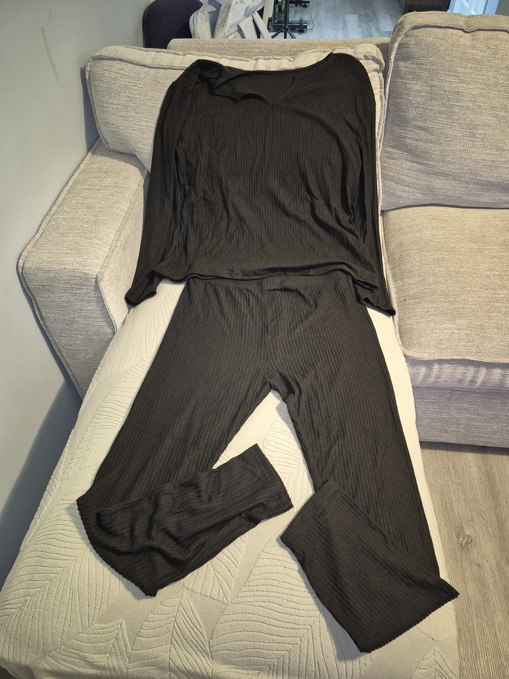 Black Ribbed Women's Lounge Jumpsuit